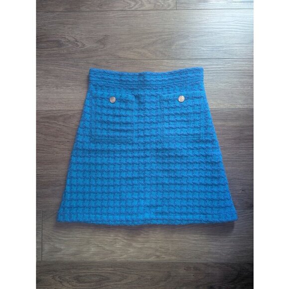Sandro | Riviere Tweed Mini Skirt In Azure Blue - Picture 4 of 13